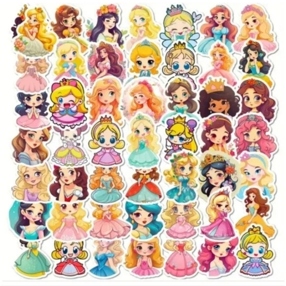 50 Pieces Princess Waterproof Doodle Stickers - Picture 7 of 7